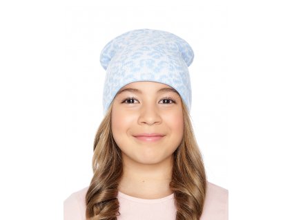 Dívčí pletená čepice - 9536 - bílo-modrá