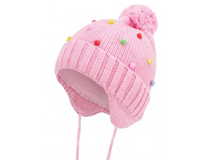 Dívčí pletená čepice - 0256 - světle růžová