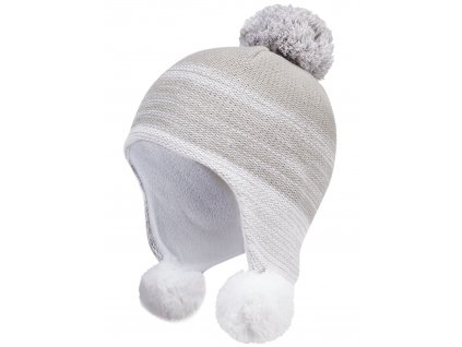 Dívčí pletená čepice - 9414 - šedá/bílá