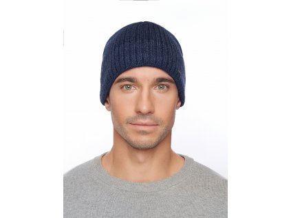 Pánská pletená čepice - 7733 - tmavě modrá