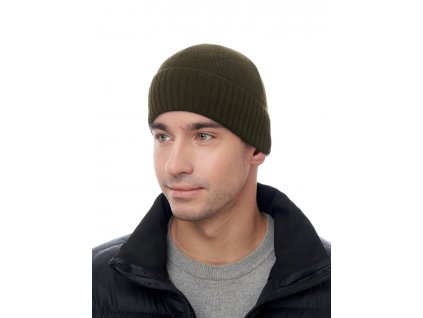 Pánská pletená čepice - 1031 - khaki