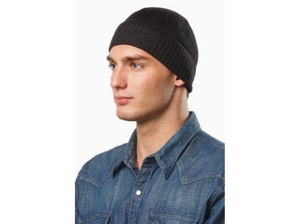 Pánská pletená čepice - 8607 - černá - pro obvod hlavy 59 cm