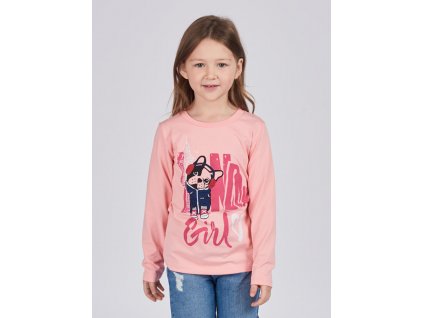 Dívčí tričko s dlouhým rukávem London Girl - růžová