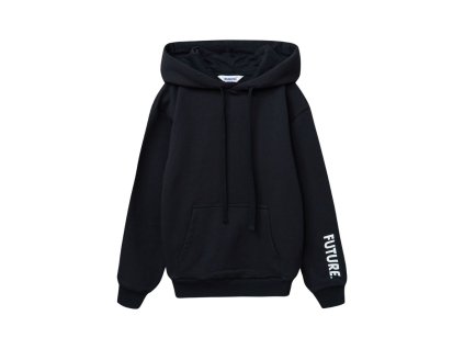 Unisex mikina s kapucí Future - Černá - velikost 170