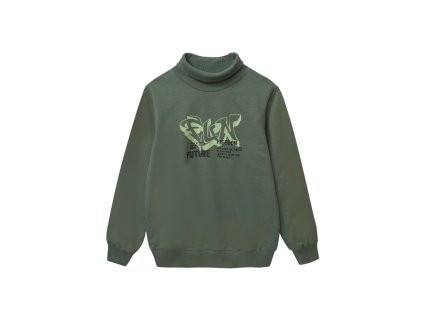 Chlapecká mikina s rolákem Future - khaki - velikost 152