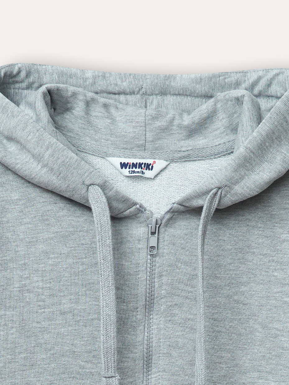 Dětská mikina s kapucí na zip - šedá 158