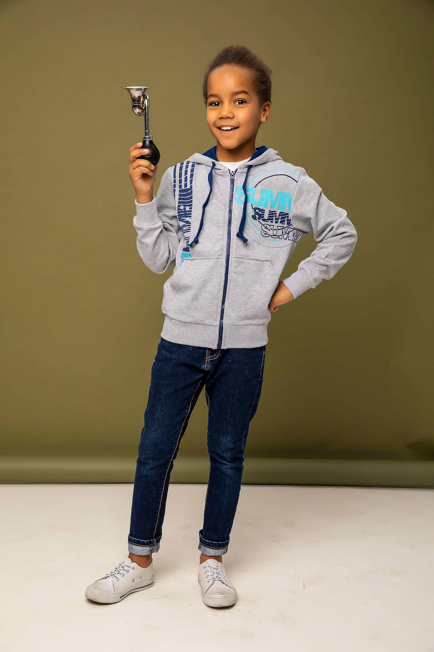 Chlapecká mikina s kapucí W - tyrkysová 140