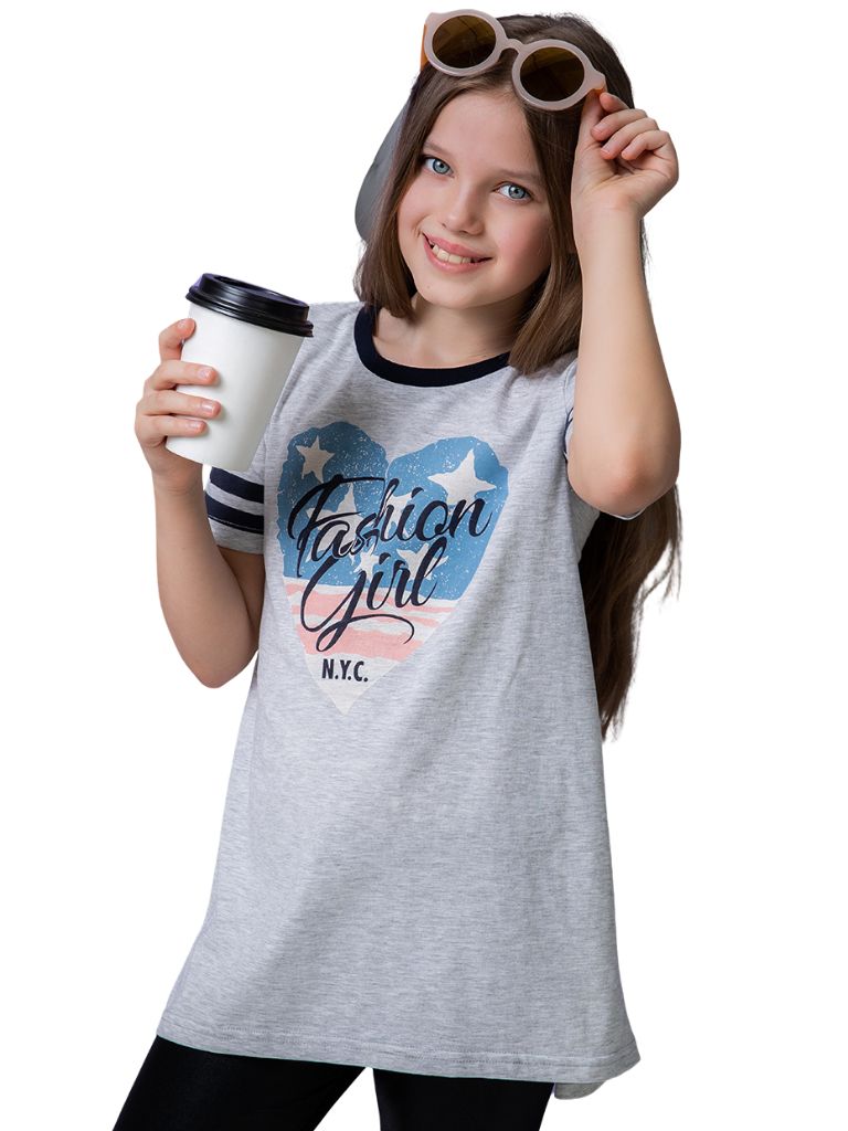 Dívčí tunika Fashion Girl - šedý melanž 152