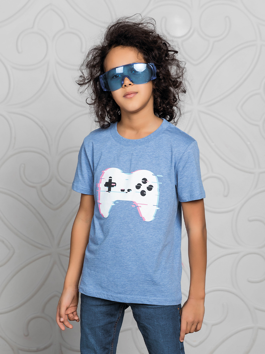 Chlapecké tričko American Gamer - modrý melanž 140