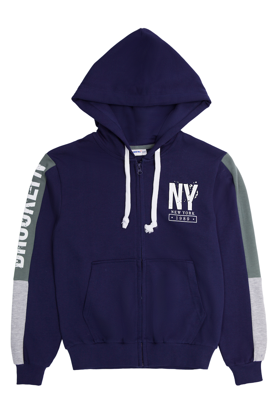 Chlapecká mikina na zip Brooklyn - šedý melanž 158