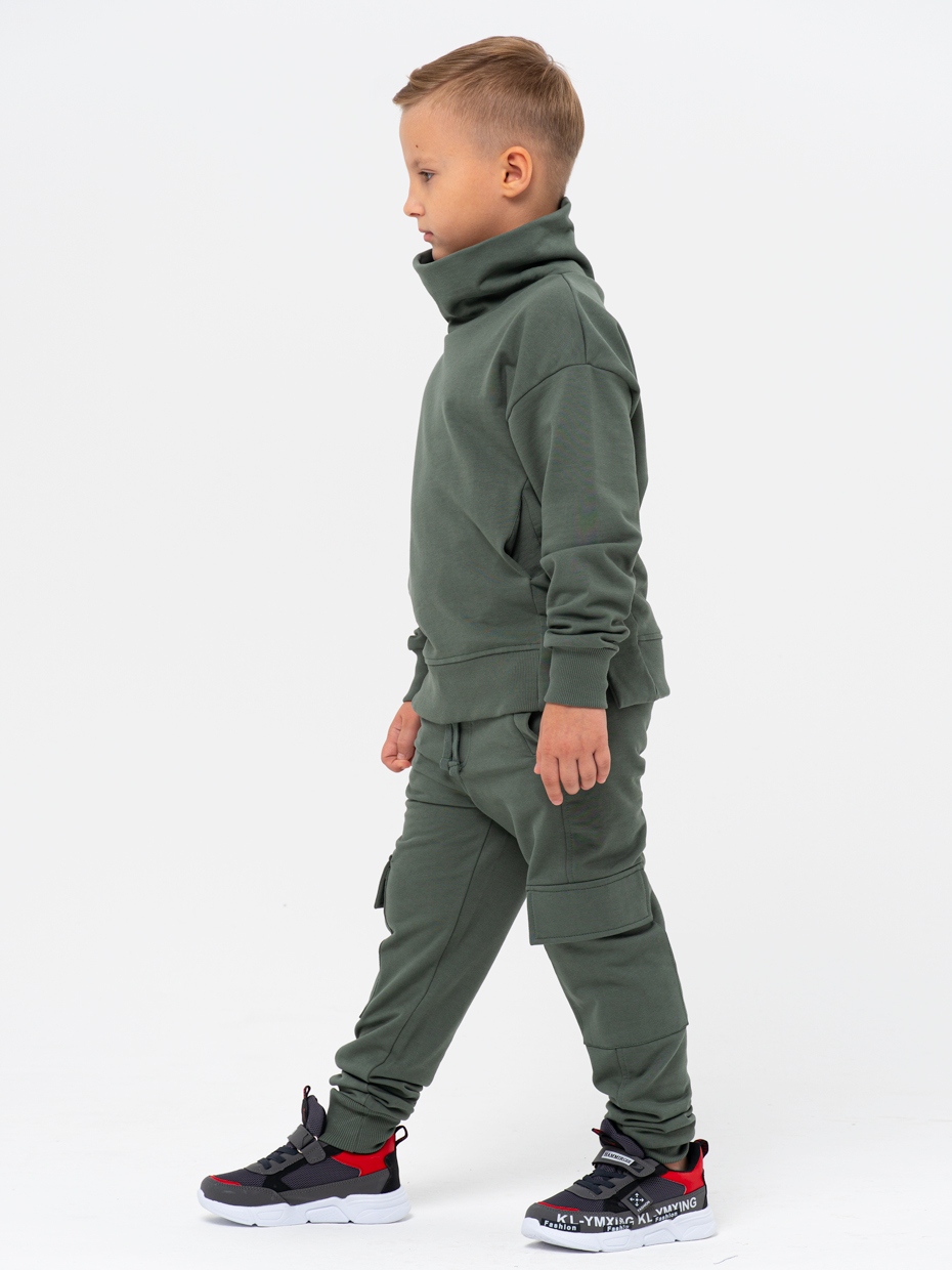 Chlapecká sportovní tepláková souprava (mikina + tepláky) - khaki 146