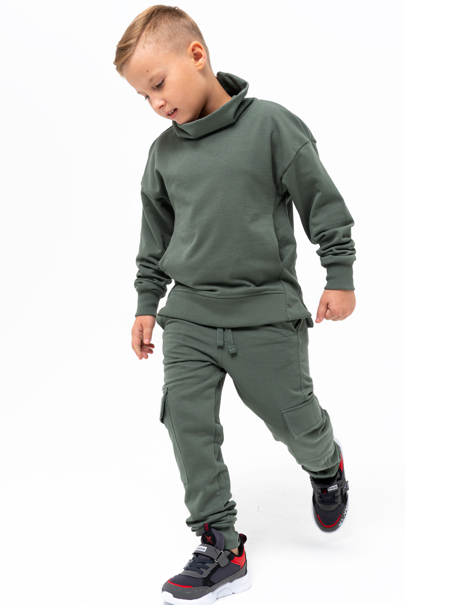 Chlapecká sportovní tepláková souprava (mikina + tepláky) - khaki 146