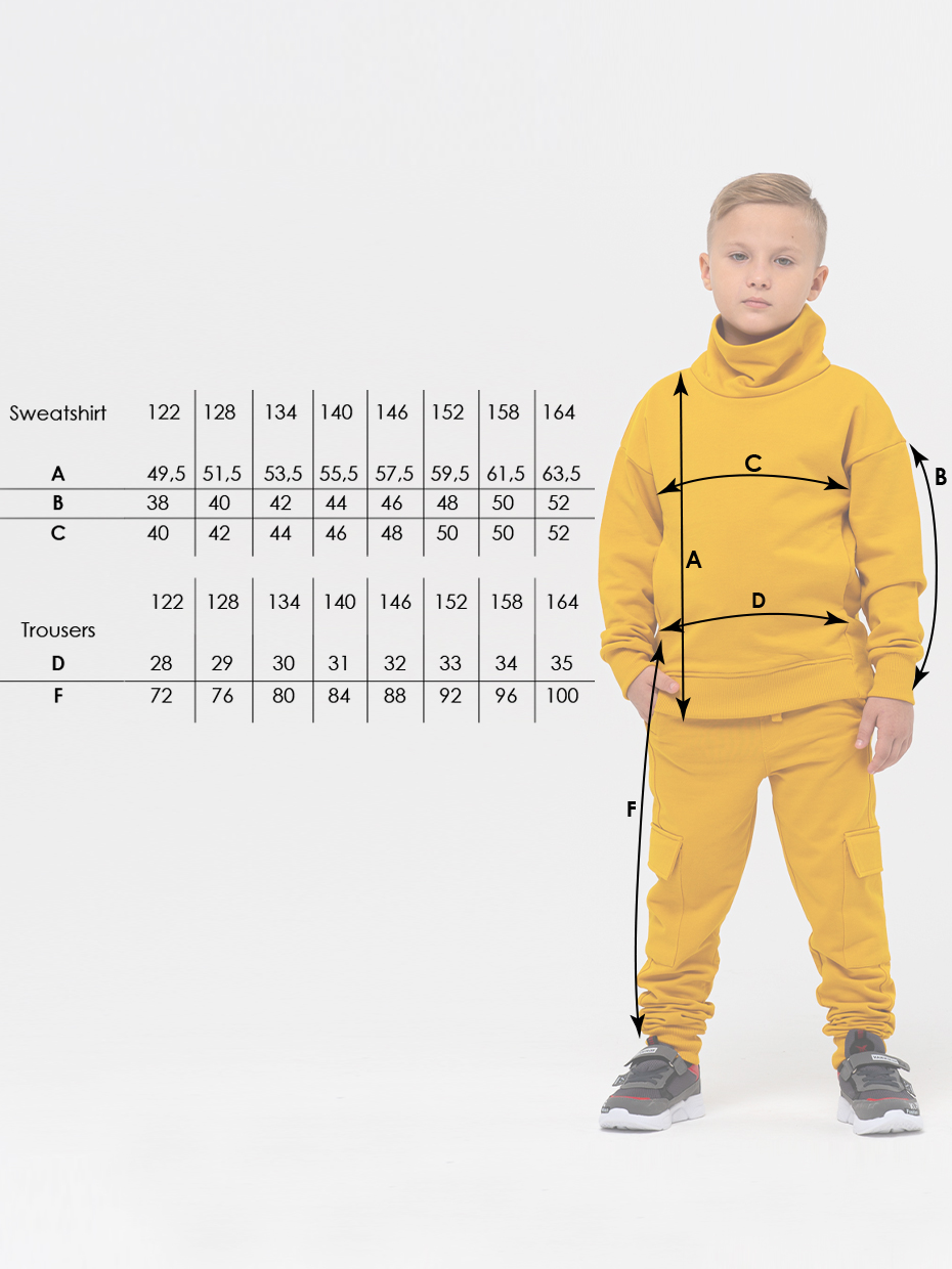 Chlapecká sportovní tepláková souprava (mikina + tepláky) - hořčicová 134