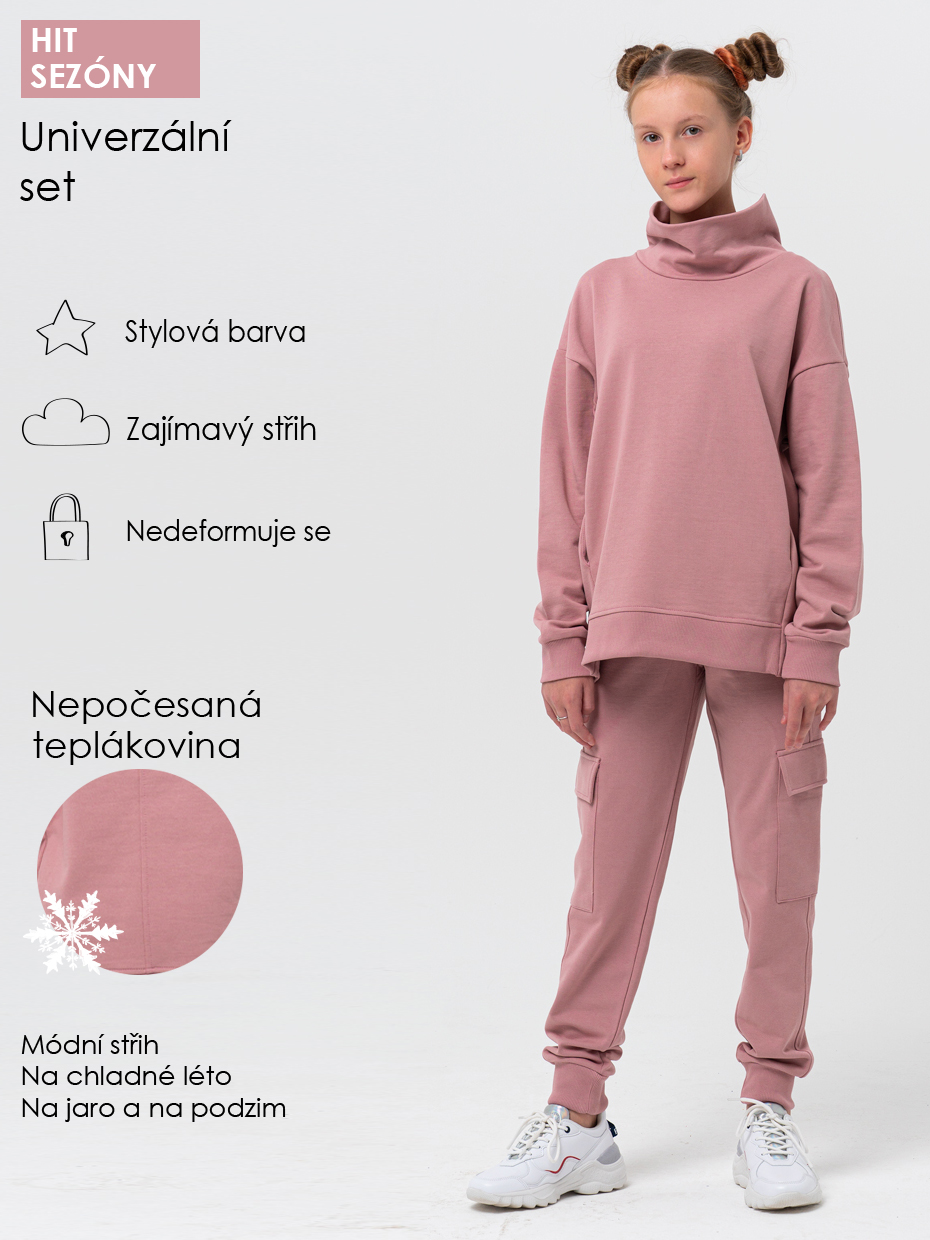 Dívčí sportovní tepláková souprava (mikina + tepláky) - broskvová 128