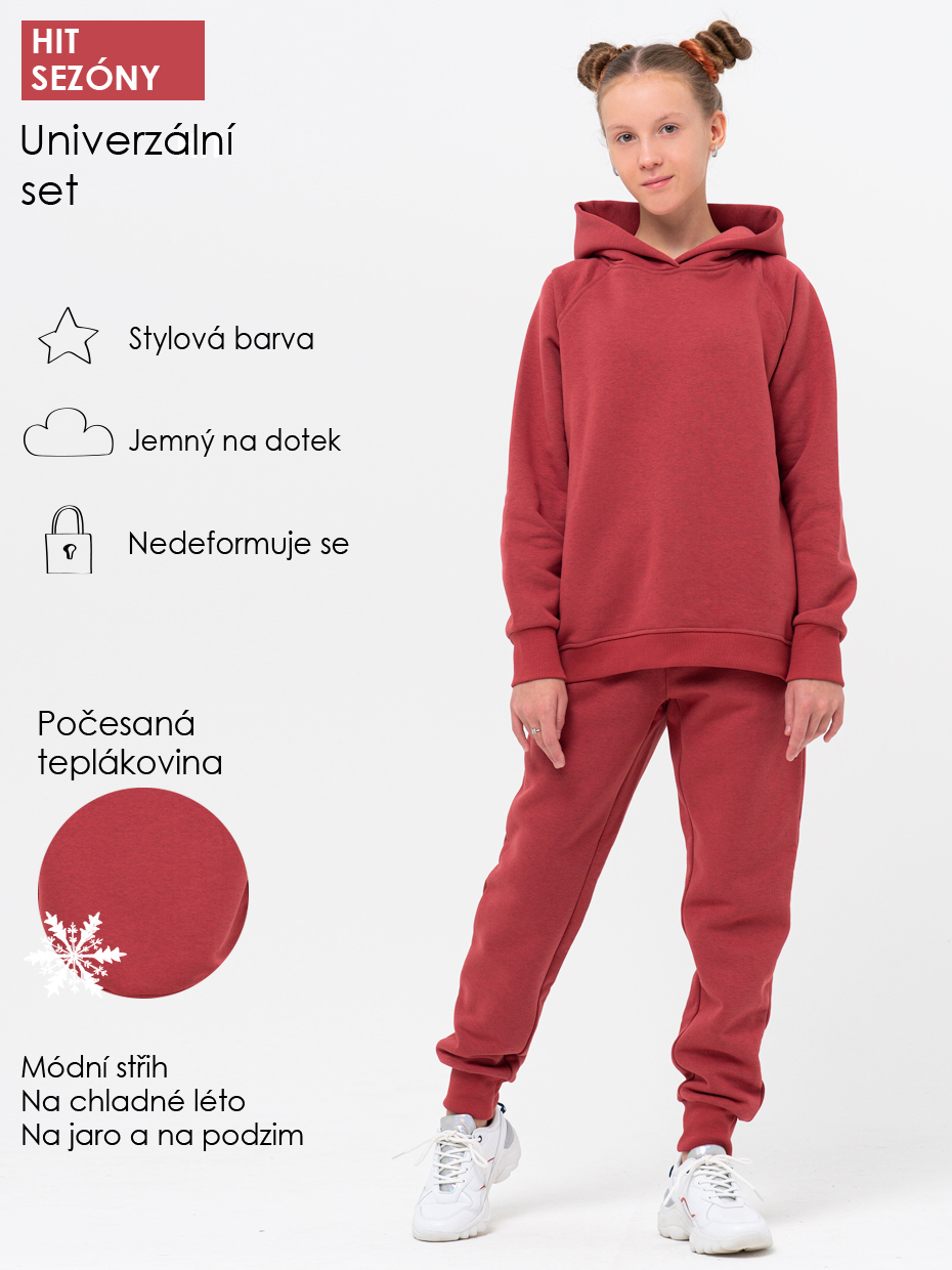 Dívčí sportovní tepláková souprava (mikina + tepláky) - broskvová 158