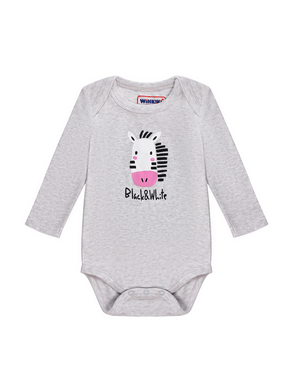 Dívčí body s tepláčkami Black & White - šedý melanž/růžová 62