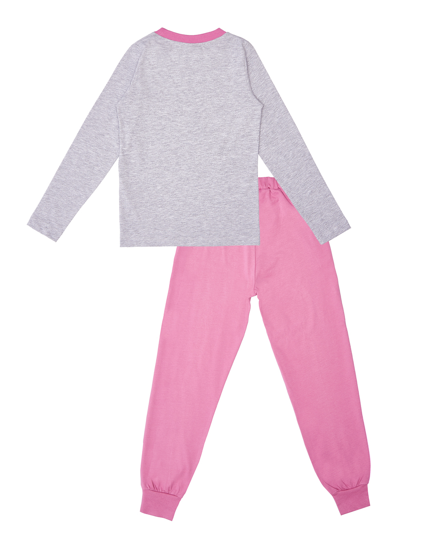 Dívčí pyžamo Rock'n'Roll - světle-šedý melanž/růžová 152