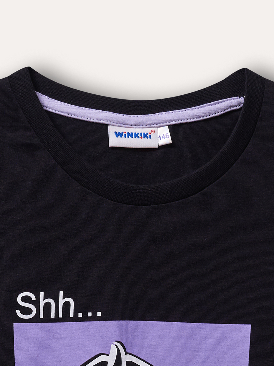 Dívčí tričko Shhh - černá 164
