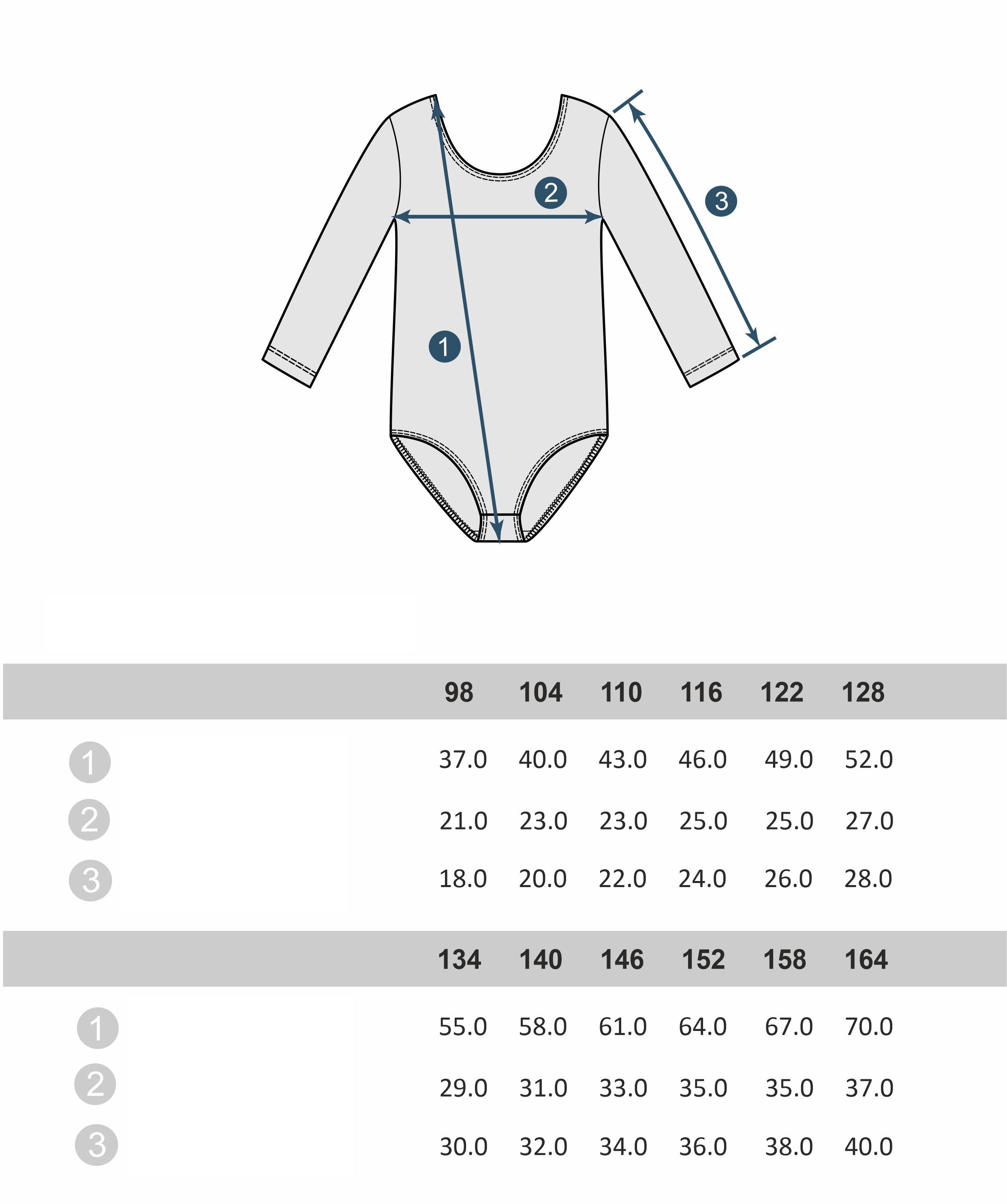 SET - 2ks - gymnastický dres s dlouhým rukávem 140