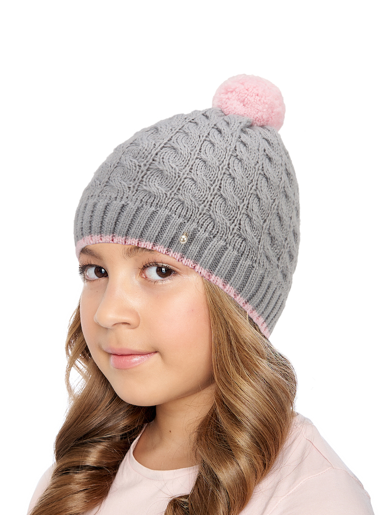 Dívčí pletená čepice - 9489 - světle šedá