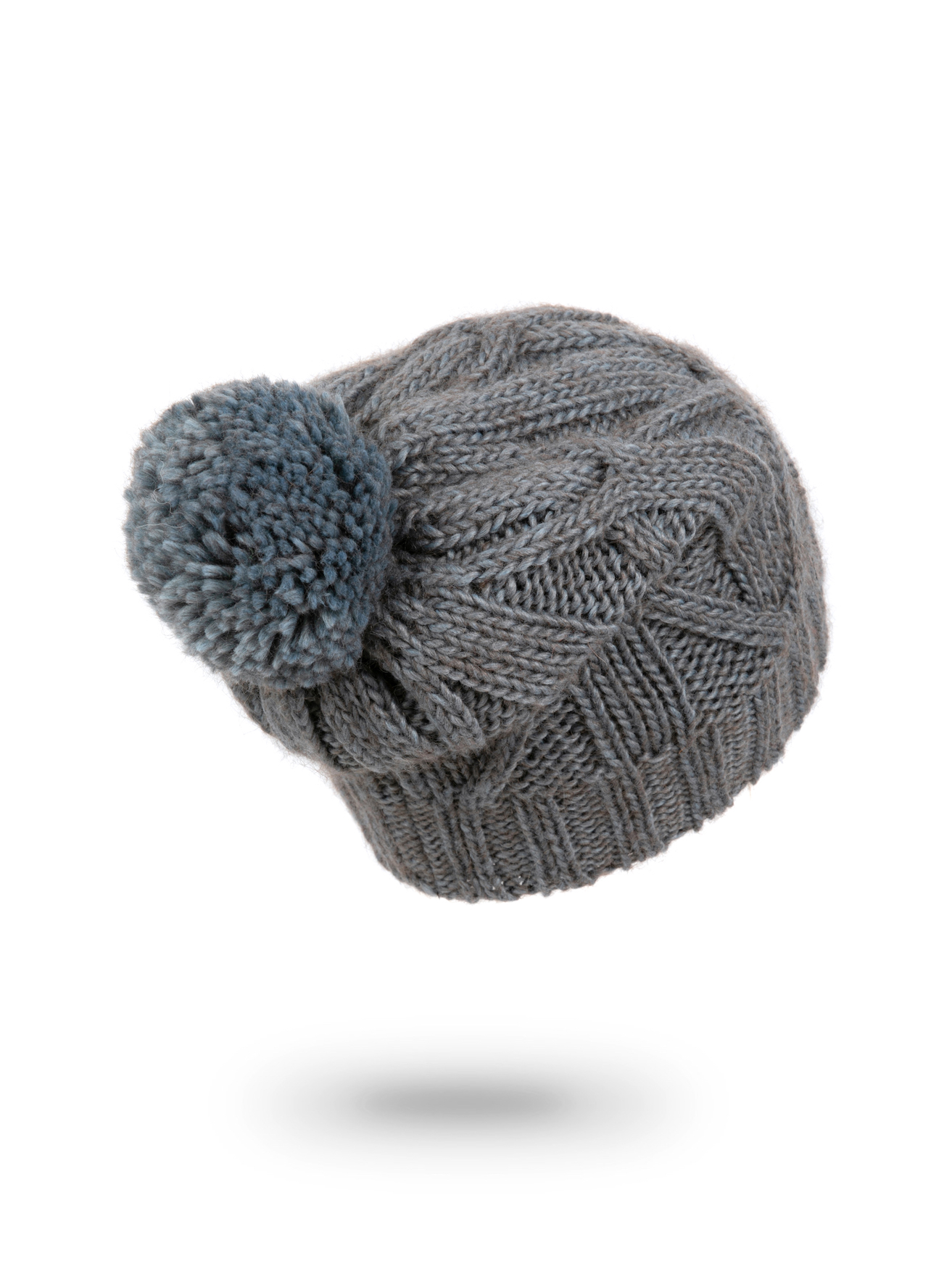 Dámská pletená čepice - 9568 - šedá/modrá