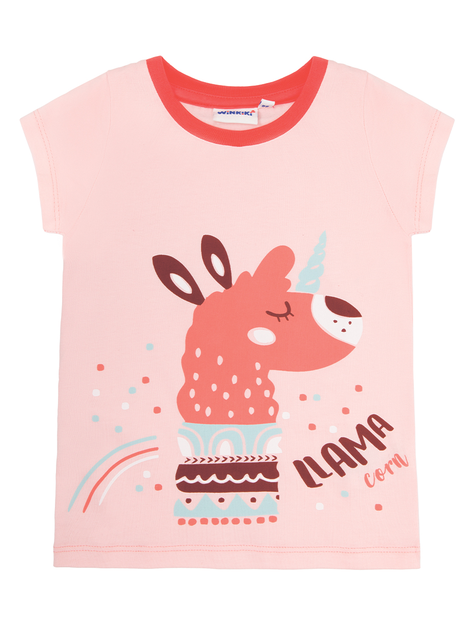 Dívčí pyžamo Lama - světle-růžová/korálová 116