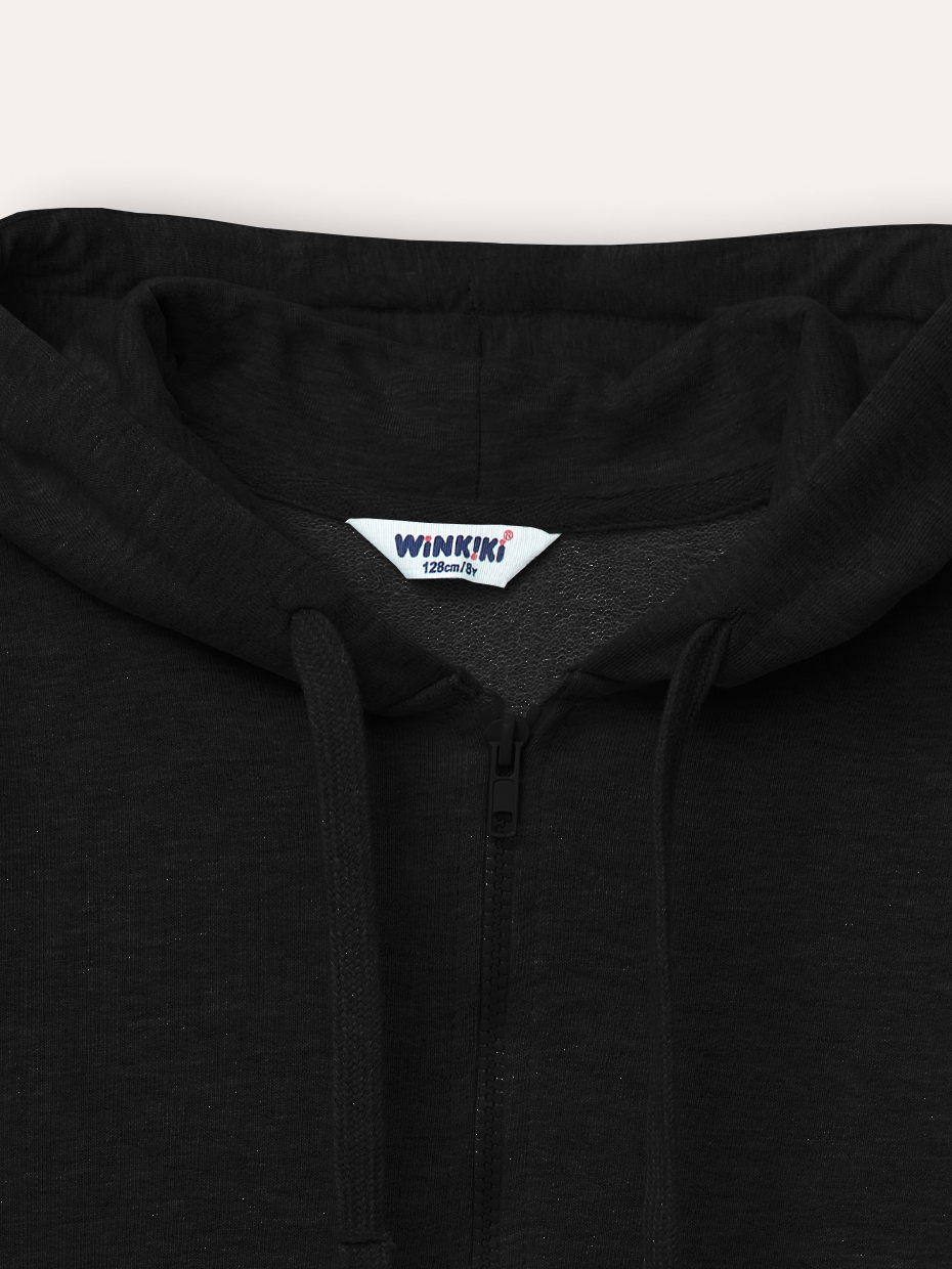Dětská mikina s kapucí na zip - černá 146