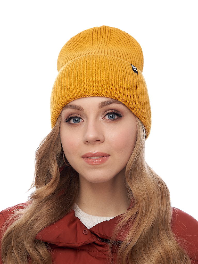 Dámská pletená čepice - 1020 - hořčicová