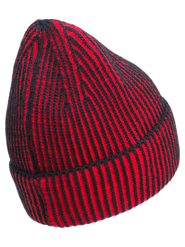 Pánská pletená čepice - 1554 - červená/černá