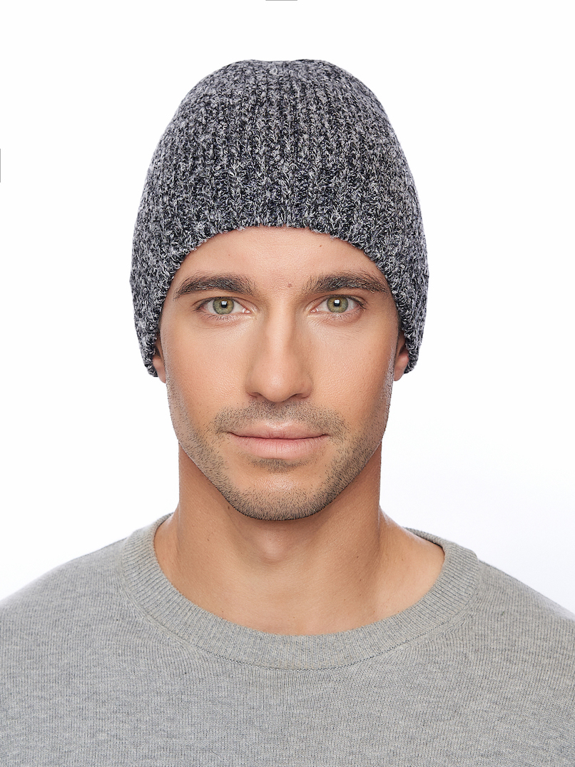 Pánská pletená čepice - 8963 - černo-šedá