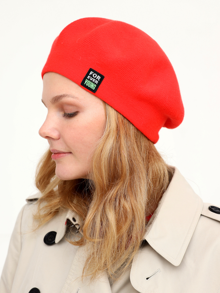 Dámský pletený baret - 1745 - vlčí mák