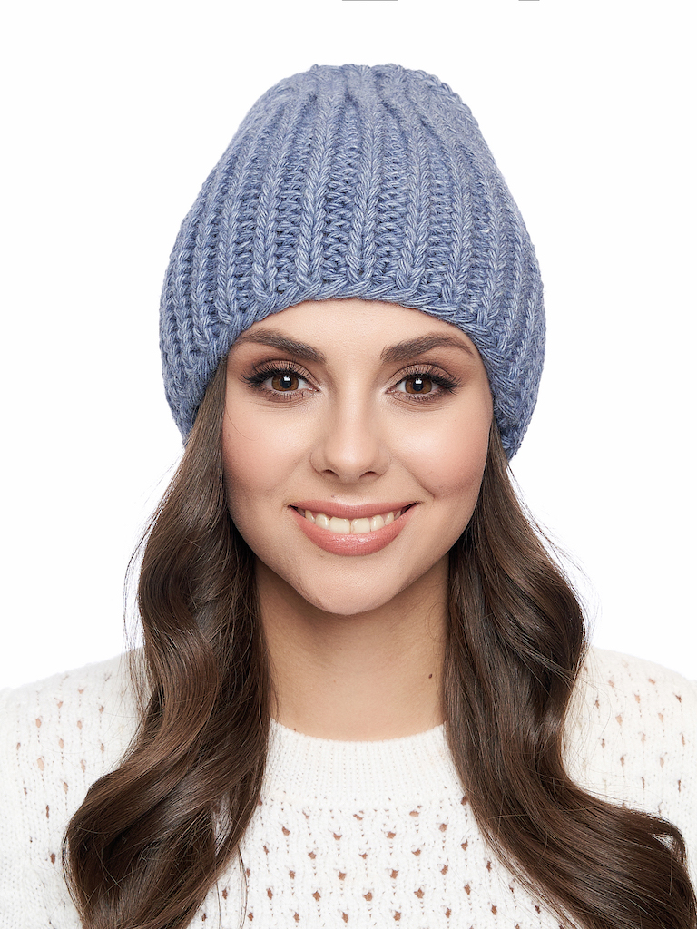 Dámská pletená čepice - 9571 - džínsová