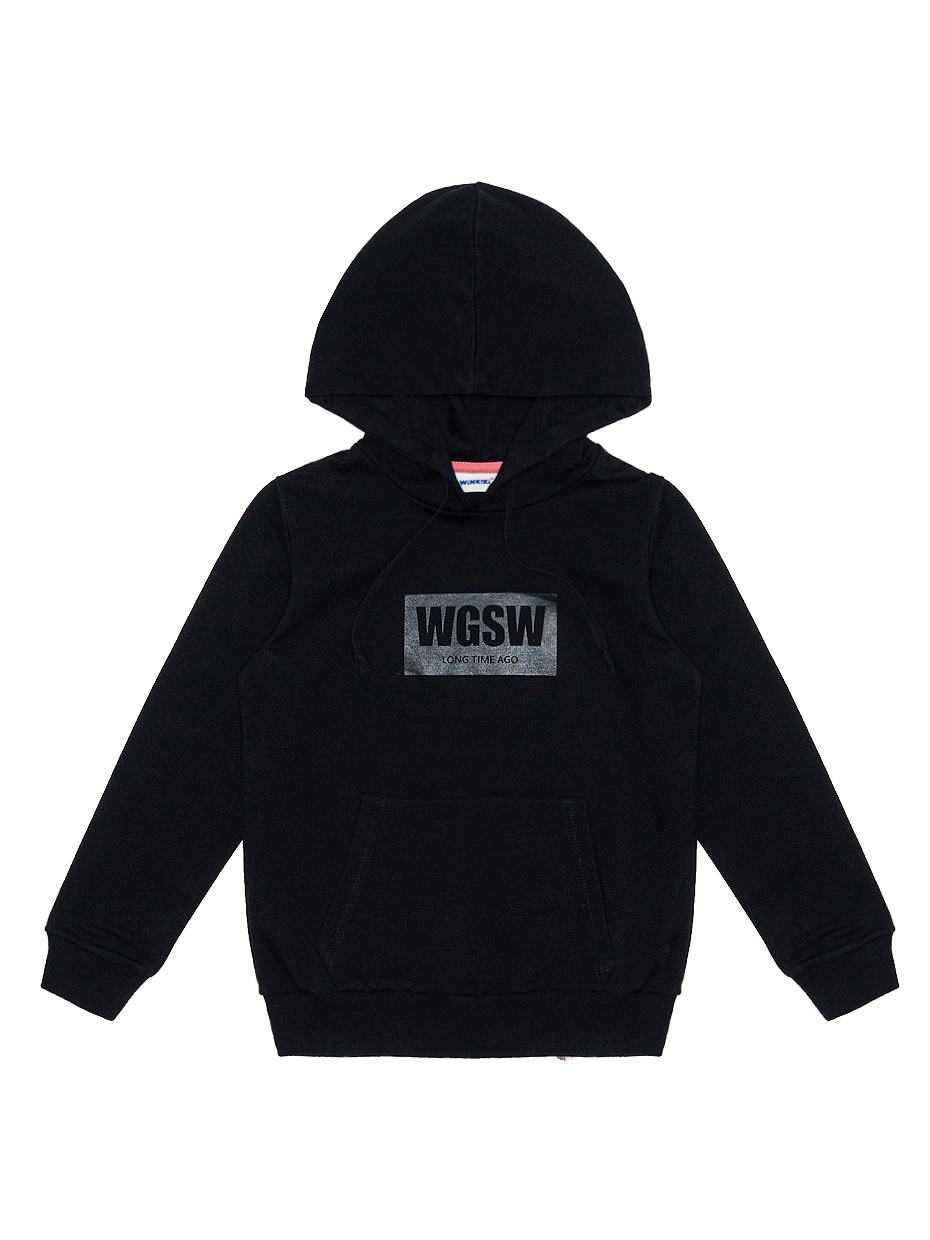 Dívčí mikina s kapucí WGSW - černá 158