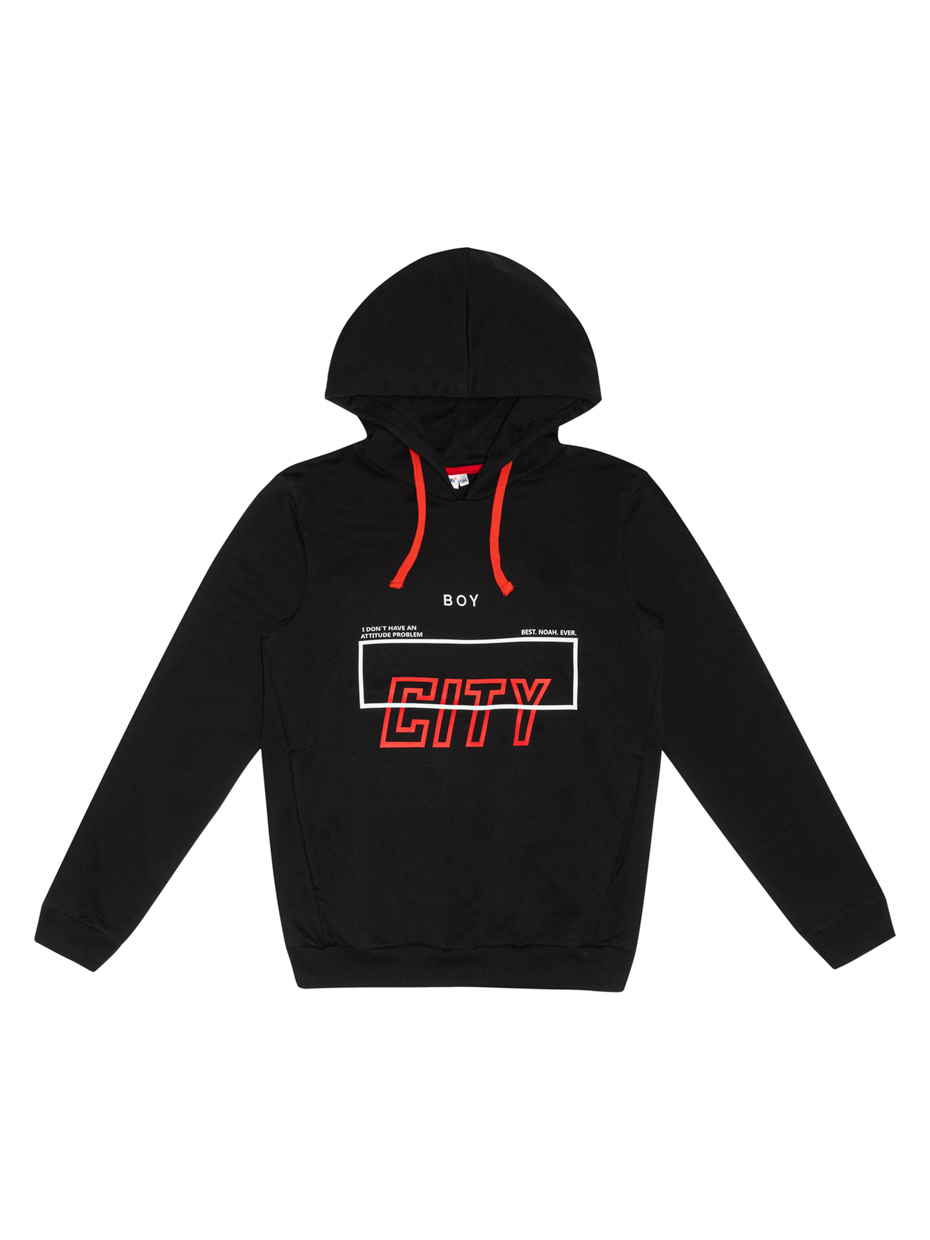 Chlapecká mikina s kapucí City - černá 146
