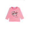 Dívčí tričko s dlouhým rukávem Tropical - růžová - pruhy - velikost 122