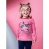 Dívčí tričko s dlouhým rukávem Tropical - růžová - pruhy - velikost 122