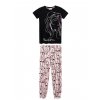 Dívčí pyžamo - krátký rukáv, dlouhé kalhoty Art - černá/růžová 