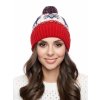 Dámská pletená čepice - 0244 - červená/bílá - pro obvod hlavy 58 cm