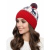 Dámská pletená čepice - 0244 - červená/bílá - pro obvod hlavy 58 cm