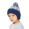 Chlapecká pletená čepice - 9321 - modrá/červená - pro obvod hlavy 52 cm