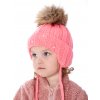 Dívčí pletená čepice - 9629 - plameňák - pro obvod hlavy 50 cm