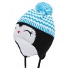 Dívčí pletená čepice - 9662 - černo-modrá - pro obvod hlavy 50 cm