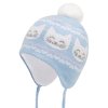 Dívčí pletená čepice - 9666 - bílo-modrá