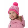 Dívčí pletená čepice - 9371 - jasně-růžová/šedá - pro obvod hlavy 54 cm