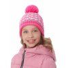 Dívčí pletená čepice - 9371 - jasně-růžová/šedá — Marhatter