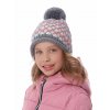 Dívčí pletená čepice - 9371 - ocelová/plameňák - pro obvod hlavy 54 cm