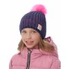Dívčí pletená čepice - 9490 - modrá/červená - pro obvod hlavy 54 cm