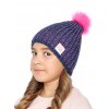 Dívčí pletená čepice - 9490 - modrá/červená - pro obvod hlavy 54 cm