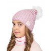 Dívčí pletená čepice - 9490 - broskvová - pro obvod hlavy 54 cm