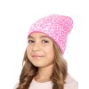 Dívčí pletená čepice - 9536 - bílá/růžová - pro obvod hlavy 54 cm